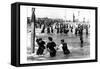 Coney Island Surf Crowd-William H. Rau-Framed Stretched Canvas