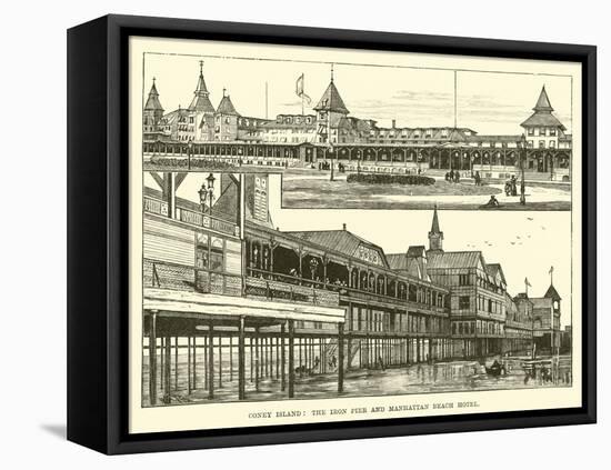 Coney Island, the Iron Pier and Manhattan Beach Hotel-null-Framed Stretched Canvas