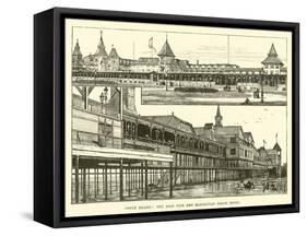 Coney Island, the Iron Pier and Manhattan Beach Hotel-null-Framed Stretched Canvas