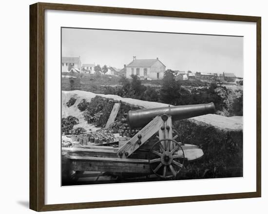 Confederate 32-Pounder Gun Captured Outside Yorktown, Virginia, Ca. July 1862-George N. Barnard-Framed Photographic Print