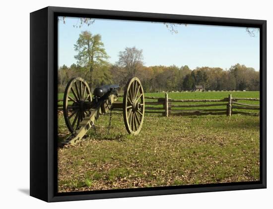 Confederate Artillery Aimed at Peach Orchard Next to Manse George's Cabin-null-Framed Stretched Canvas