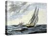 Confederate Blockade Runner Dodging a Union Cruiser, U.S. Civil War-null-Stretched Canvas