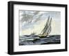 Confederate Blockade Runner Dodging a Union Cruiser, U.S. Civil War-null-Framed Giclee Print