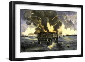 Confederate Bombardment of Fort Sumter, Starting the American Civil War, c.1861-null-Framed Premium Giclee Print