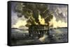 Confederate Bombardment of Fort Sumter, Starting the American Civil War, c.1861-null-Framed Stretched Canvas