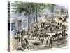 Confederate Cavalry Ransacking New Windsor, Maryland, during the Civil War-null-Stretched Canvas