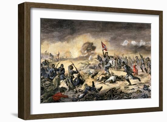 Confederate Charge against African-American Union Soldiers at the Battle of the Crater-null-Framed Giclee Print
