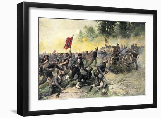 Confederate Charge Up Little Round Top, Battle of Gettysburg, c.1863-null-Framed Giclee Print