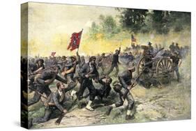 Confederate Charge Up Little Round Top, Battle of Gettysburg, c.1863-null-Stretched Canvas