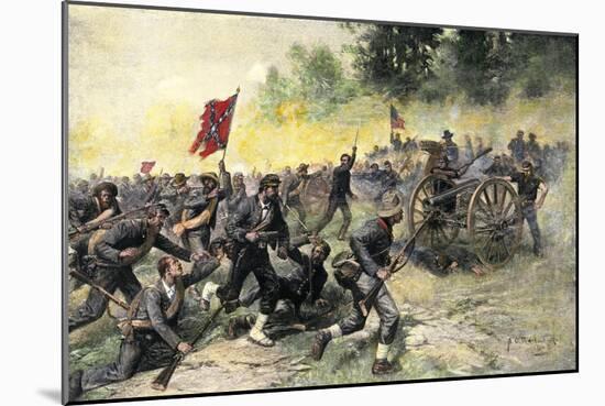 Confederate Charge Up Little Round Top, Battle of Gettysburg, c.1863-null-Mounted Giclee Print