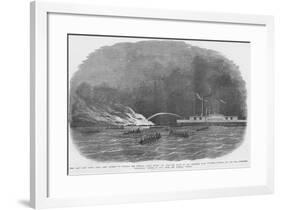 Confederate Fire Barge Sent to Sink the Westfield-Frank Leslie-Framed Art Print