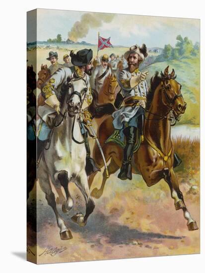 Confederate General J.E.B. Stuart Leads His Spectacular Raid Around the Union Forces-H.a. Ogden-Stretched Canvas
