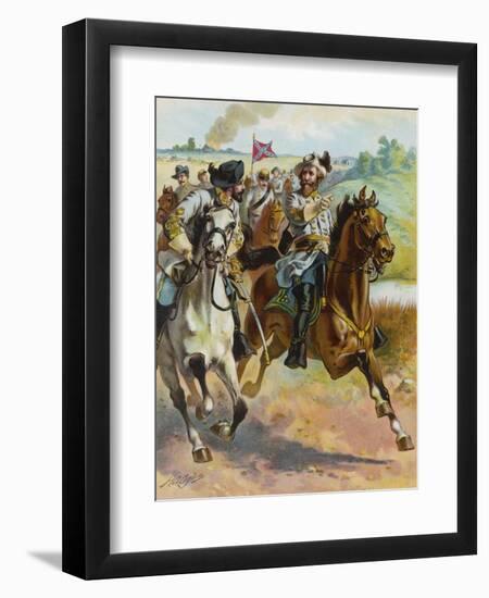 Confederate General J.E.B. Stuart Leads His Spectacular Raid Around the Union Forces-H.a. Ogden-Framed Photographic Print