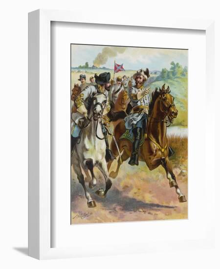 Confederate General J.E.B. Stuart Leads His Spectacular Raid Around the Union Forces-H.a. Ogden-Framed Photographic Print