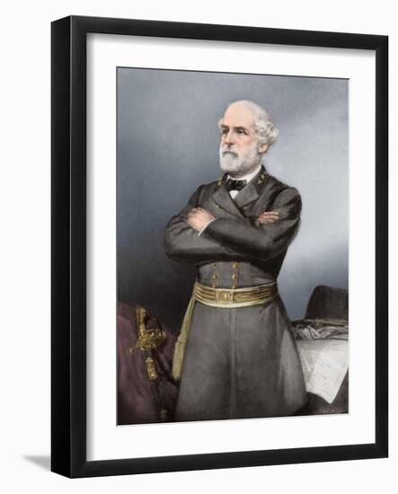 Confederate General Robert E. Lee in Black Uniform-Stocktrek Images-Framed Art Print