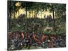 Confederate Infantry Waiting Out an Artillery Duel in the Devil's Den, Battle of Gettysburg-null-Stretched Canvas