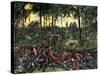 Confederate Infantry Waiting Out an Artillery Duel in the Devil's Den, Battle of Gettysburg-null-Stretched Canvas
