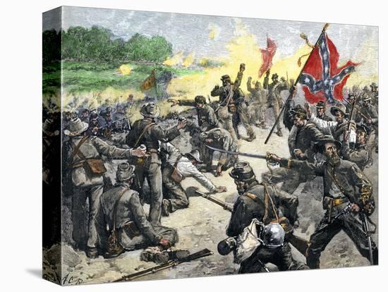 Confederate Louisiana Brigade Throwing Stones at Advancing Federal Army of the Potomac, c.1862-null-Stretched Canvas