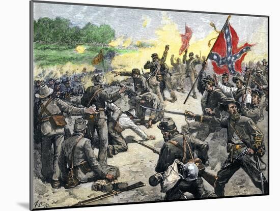 Confederate Louisiana Brigade Throwing Stones at Advancing Federal Army of the Potomac, c.1862-null-Mounted Giclee Print