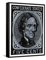 Confederate Postage Stamp Bearing Portrait of Jefferson Davis-null-Framed Stretched Canvas