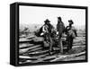 Confederate Prisoners near Logs-null-Framed Stretched Canvas