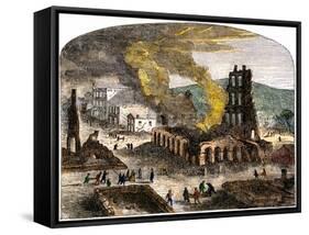 Confederate Quantrill Raid Burns Lawrence, Kansas, 1863-null-Framed Stretched Canvas
