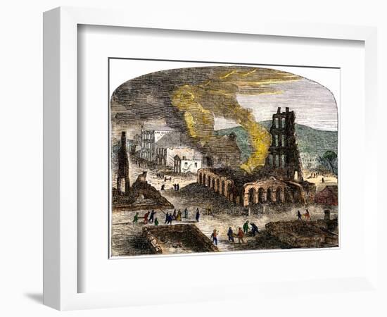 Confederate Quantrill Raid Burns Lawrence, Kansas, 1863-null-Framed Giclee Print