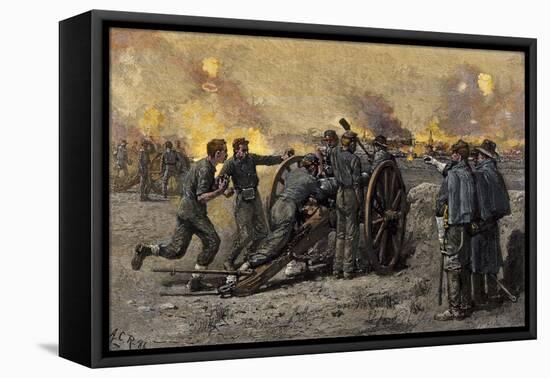 Confederate's on Marye's Hill Firing on Union Troops Attacking Fredericksburg, Virginia, 1862-null-Framed Stretched Canvas