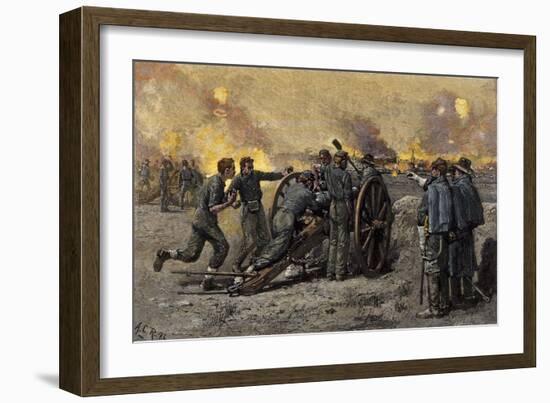 Confederate's on Marye's Hill Firing on Union Troops Attacking Fredericksburg, Virginia, 1862-null-Framed Giclee Print