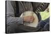 Confederate Soldier Reenactor Playing a Banjo in Camp, Shiloh National Military Park, Tennessee-null-Stretched Canvas