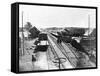 Confederate Soldiers at a Train Station-George N. Barnard-Framed Stretched Canvas