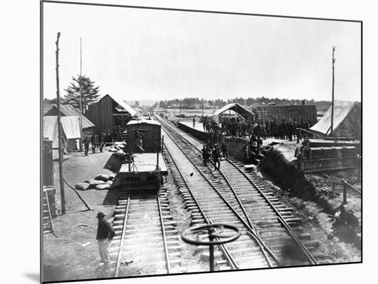 Confederate Soldiers at a Train Station-George N. Barnard-Mounted Photographic Print