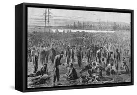 Confederate Soldiers at Prison Camp-null-Framed Stretched Canvas