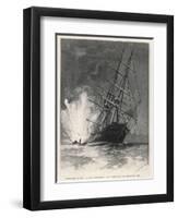 Confederate Torpedo Boat Sinks the "Housatonic" off Charleston Virginia-J.o. Davidson-Framed Art Print