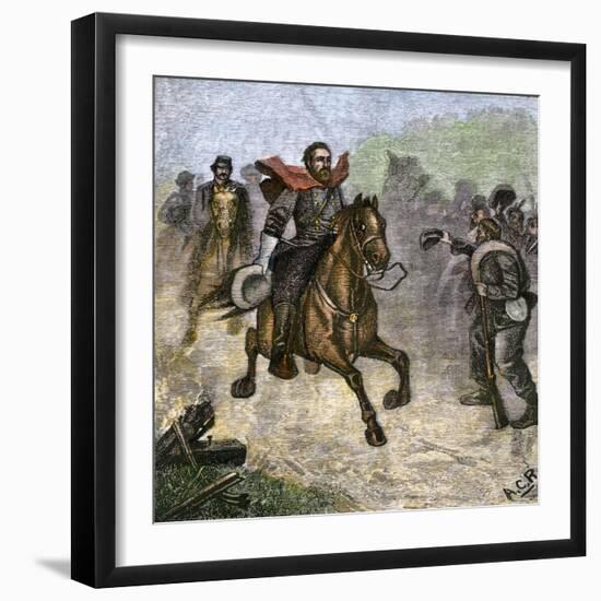 Confederate Troops Cheering at a Glimpse of General Stonewall Jackson, Us Civil War-null-Framed Giclee Print