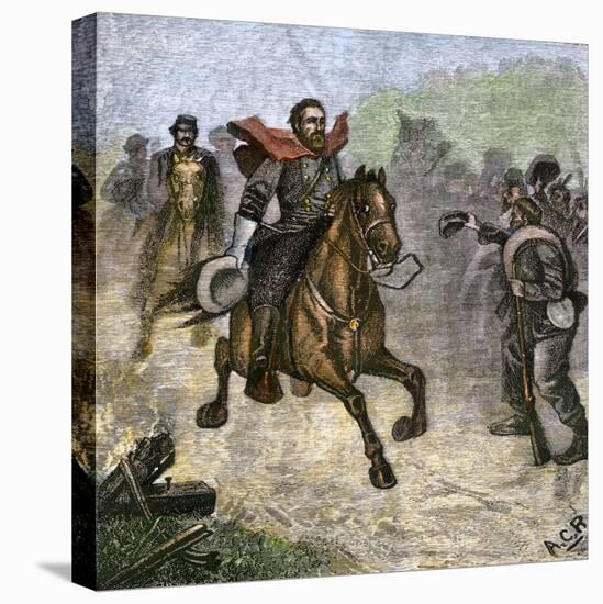 Confederate Troops Cheering at a Glimpse of General Stonewall Jackson, Us Civil War-null-Stretched Canvas