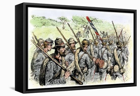 Confederate Troops on the March, American Civil War-null-Framed Stretched Canvas
