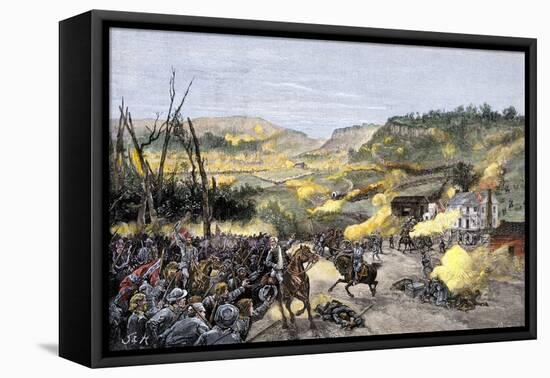Confederates Driven from Elkhorn Tavern in the Battle of Pea Ridge, Arkansas-null-Framed Stretched Canvas