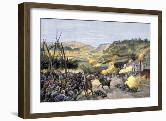 Confederates Driven from Elkhorn Tavern in the Battle of Pea Ridge, Arkansas-null-Framed Giclee Print