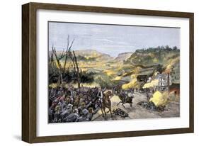 Confederates Driven from Elkhorn Tavern in the Battle of Pea Ridge, Arkansas-null-Framed Giclee Print