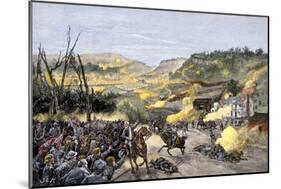 Confederates Driven from Elkhorn Tavern in the Battle of Pea Ridge, Arkansas-null-Mounted Giclee Print