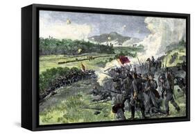 Confederates Fighting to Hold the Heights in the Battle of Resaca, Georgia, c.1864-null-Framed Stretched Canvas