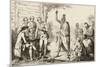 Conference Between the French and Indian Leaders Around a Ceremonial Fire-Vernier-Mounted Premium Giclee Print