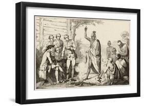 Conference Between the French and Indian Leaders Around a Ceremonial Fire-Vernier-Framed Art Print