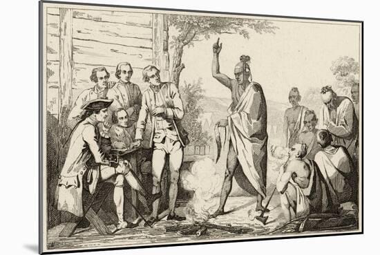 Conference Between the French and Indian Leaders Around a Ceremonial Fire-Vernier-Mounted Art Print