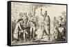 Conference Between the French and Indian Leaders Around a Ceremonial Fire-Vernier-Framed Stretched Canvas