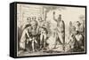 Conference Between the French and Indian Leaders Around a Ceremonial Fire-Vernier-Framed Stretched Canvas