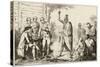 Conference Between the French and Indian Leaders Around a Ceremonial Fire-Vernier-Stretched Canvas