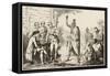 Conference Between the French and Indian Leaders Around a Ceremonial Fire-Vernier-Framed Stretched Canvas