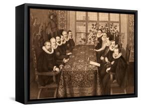Conference of 18th August-Marcus Gheeraerts The Younger-Framed Stretched Canvas